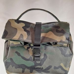 Corkcicle Green Camo Nona Roll Top Lunch Bag